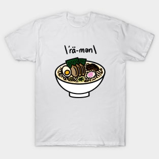 Japanese Ramen Bowl with Phonetic Text T-Shirt